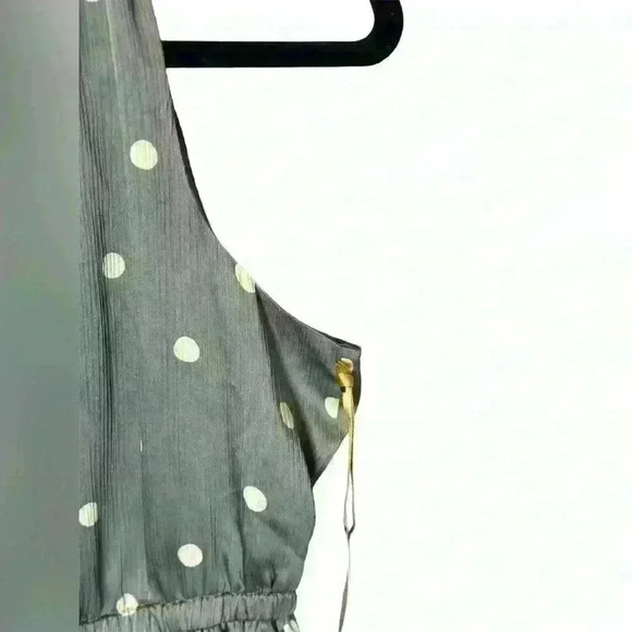 Ryegrass grey dot midi dress polka dot  stretch elastic waist sleeveless size Xs - Picture 5 of 10